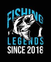 2018 eftersom fiske legends tshirt design vektor illustration eller affisch