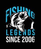 2006 seit Angeln Legenden T-Shirt Design Vektor Illustration oder Poster