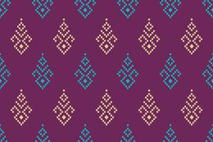 Kreuz Stich bunt geometrisch traditionell ethnisch Muster Ikat nahtlos Muster abstrakt Design zum Stoff drucken Stoff Kleid Teppich Vorhänge und Sarong aztekisch afrikanisch indisch indonesisch vektor