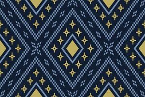 Indigo Marine Blau geometrisch traditionell ethnisch Muster Ikat nahtlos Muster Rand abstrakt Design zum Stoff drucken Stoff Kleid Teppich Vorhänge und Sarong aztekisch afrikanisch indisch indonesisch vektor