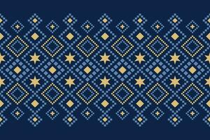 Indigo Marine Blau geometrisch traditionell ethnisch Muster Ikat nahtlos Muster Rand abstrakt Design zum Stoff drucken Stoff Kleid Teppich Vorhänge und Sarong aztekisch afrikanisch indisch indonesisch vektor