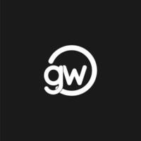 initialer gw logotyp monogram med enkel cirklar rader vektor