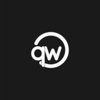 initialer qw logotyp monogram med enkel cirklar rader vektor