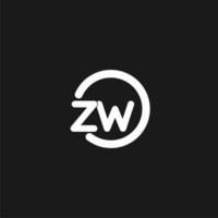 Initialen zw Logo Monogramm mit einfach Kreise Linien vektor