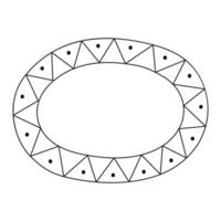 Oval minimalistisch Gekritzel Bild Rahmen isoliert auf Weiß Hintergrund. kawaii süß Dekor Element, Jahrgang Rahmen mit Muster. vektor
