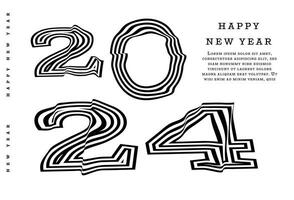 2024 Lycklig ny år. mall med svart och vit brev logotyp för kalender, affisch, flygblad, baner. vektor