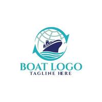 Meer Boot Logo Design Konzept, Vektor Illustration