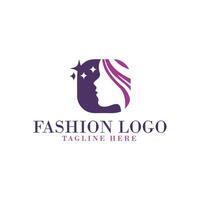 kvinna frisörsalong guld lutning logo design vektor