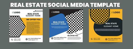 Immobilien Social Media Post Template Design vektor