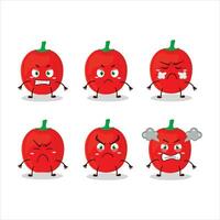 pimiente tecknad serie karaktär med olika arg uttryck vektor