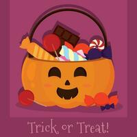 isoliert süß Jack Ö Laterne mit Süßigkeiten glücklich Halloween Vektor