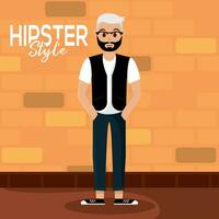 isolerat stilig manlig hipster karaktär vektor
