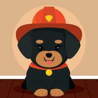 isolerat söt hund sällskapsdjur med en brandman kostym vektor