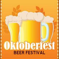 isolerat grupp av öl glasögon med skum oktoberfest öl festival vektor