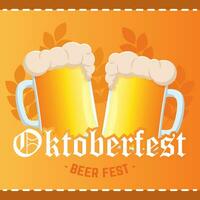 par av öl muggar med skum oktoberfest öl festival vektor