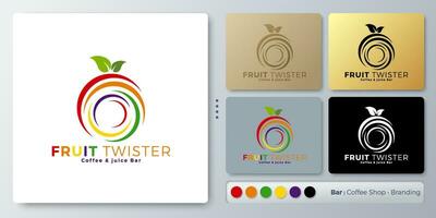 Obst Twister Vektor Illustration Logo minimal Design. leer Name zum einfügen Ihre Branding. entworfen mit Beispiele zum alle Arten von Anwendungen. Sie können benutzt zum Unternehmen, Identität, Eis Sahne Geschäft