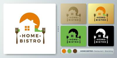Zuhause Bistro Essen Bedienung Vektor Illustration Logo Design. leer Name zum einfügen Ihre Branding. entworfen mit Beispiele zum alle Arten von Anwendungen. Sie können benutzt zum Unternehmen, Identität, Restaurant.