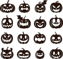 glücklich Halloween Silhouette einstellen Sammlung von Halloween Vektor Elemente