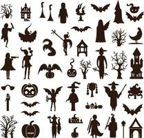 glücklich Halloween editierbar Vektor Design Element Silhouette einstellen isoliert auf ein Weiß Hintergrund