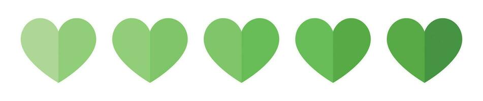 hjärta form eco grön ikon uppsättning med vit bakgrund. vektor