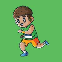 tecknad serie vektor illustration av manlig idrottare. friska aktivitet och livsstil. sprinta, joggning, uppvärmningen upp. vektor maraton löpare. vektor maraton löpare illustration.