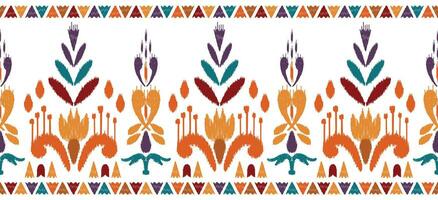 motiv etnisk handgjort skön ikat konst. etnisk abstrakt blommig orange bakgrund konst. folk broderi, peruansk, indian, Asien, marockanska, Kalkon, och uzbekiska stil. aztec geometrisk konst prydnad skriva ut. vektor