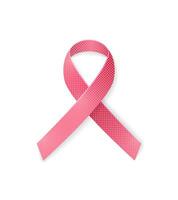 realistisch Rosa Band mit Polka Punkt Muster isoliert auf Weiß Hintergrund. Symbol von International Brust Krebs Bewusstsein Monat im Oktober. Vektor Illustration. Damen Gesundheit. Band unterzeichnen.