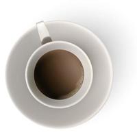 eine Tasse Kaffee und Untertasse Draufsicht vektor
