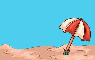 Hintergrund Regenschirm ist Sitzung im das Sand vektor