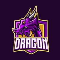 Drachenmaskottchen-Gaming-Logo-Design-Vektorvorlage für Sport und Esport vektor