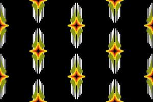 abstrakt geometrisch Muster Design auf schwarz Hintergrund zum Hintergrund oder Hintergrund, Ikat geometrisch Volk Ornament. ethnisch Vektor Textur. nahtlos Muster im aztekisch Stil.