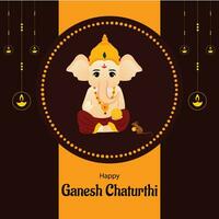 Lycklig ganesh chaturthi indisk hindu festival vektor firande