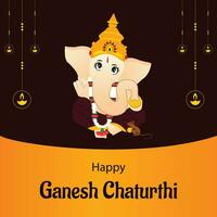 Lycklig ganesh chaturthi indisk hindu festival vektor firande