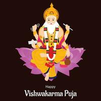 Lycklig vishwakarma puja indisk hindu festival vektor firande