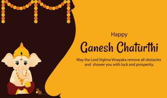 Lycklig ganesh chaturthi indisk hindu festival vektor firande