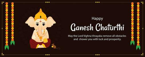 Lycklig ganesh chaturthi indisk hindu festival vektor firande