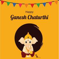 Lycklig ganesh chaturthi indisk hindu festival vektor firande