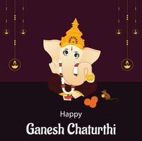 Lycklig ganesh chaturthi indisk hindu festival vektor firande