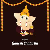 Lycklig ganesh chaturthi indisk hindu festival vektor firande