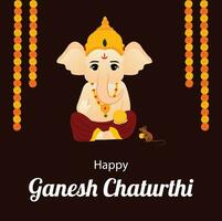 Lycklig ganesh chaturthi indisk hindu festival vektor firande