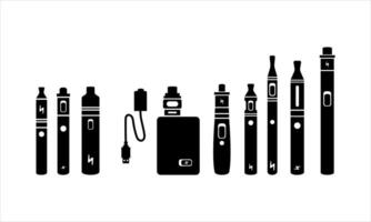 vape cigaretter rökning verktyg vektor illustration uppsättning.