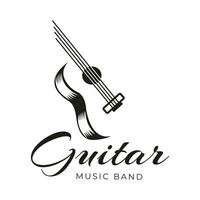 årgång retro band baner klassisk akustisk gitarr musik logotyp design vektor