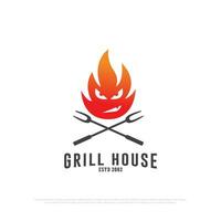 Grill Haus Grill Logo Design Vektor, Essen und Getränke Logo Symbol Vektor Illustration, Beste zum zum Restaurant Logo Vorlage