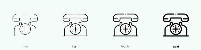 Telefon Symbol. dünn, Licht, regulär und Fett gedruckt Stil Design isoliert auf Weiß Hintergrund vektor