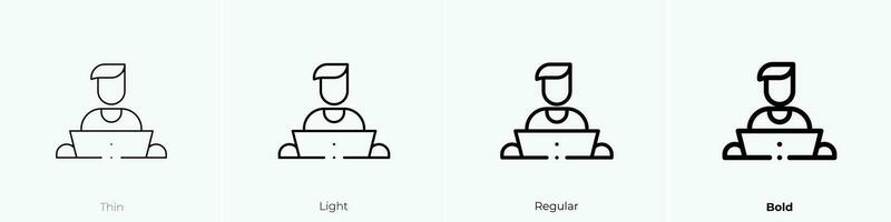 Telearbeit Symbol. dünn, Licht, regulär und Fett gedruckt Stil Design isoliert auf Weiß Hintergrund vektor