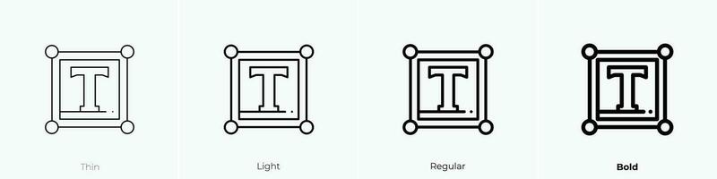 Text Symbol. dünn, Licht, regulär und Fett gedruckt Stil Design isoliert auf Weiß Hintergrund vektor