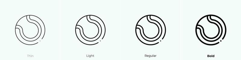 Tennis Ball Symbol. dünn, Licht, regulär und Fett gedruckt Stil Design isoliert auf Weiß Hintergrund vektor