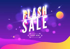 flash-försäljning, online-försäljningsaffisch eller flygbladdesign. online shopping dag försäljning på futuristisk rymd bakgrund. vektor