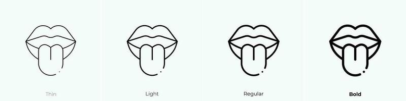 Zunge Symbol. dünn, Licht, regulär und Fett gedruckt Stil Design isoliert auf Weiß Hintergrund vektor