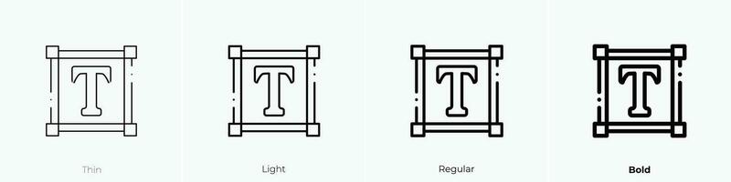 Text Symbol. dünn, Licht, regulär und Fett gedruckt Stil Design isoliert auf Weiß Hintergrund vektor